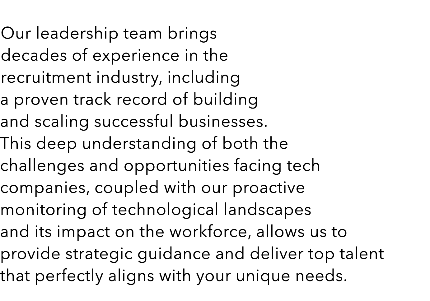  Our leadership team brings decades of experience in the recruitment industry, including a proven track record of bui...